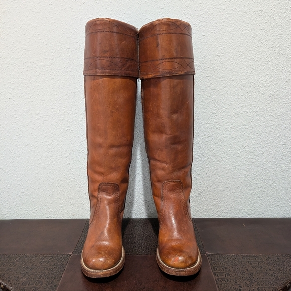 Frye Black Label Vintage Knee High Stitching Brown Western Riding Boot size 6 - Picture 5 of 16